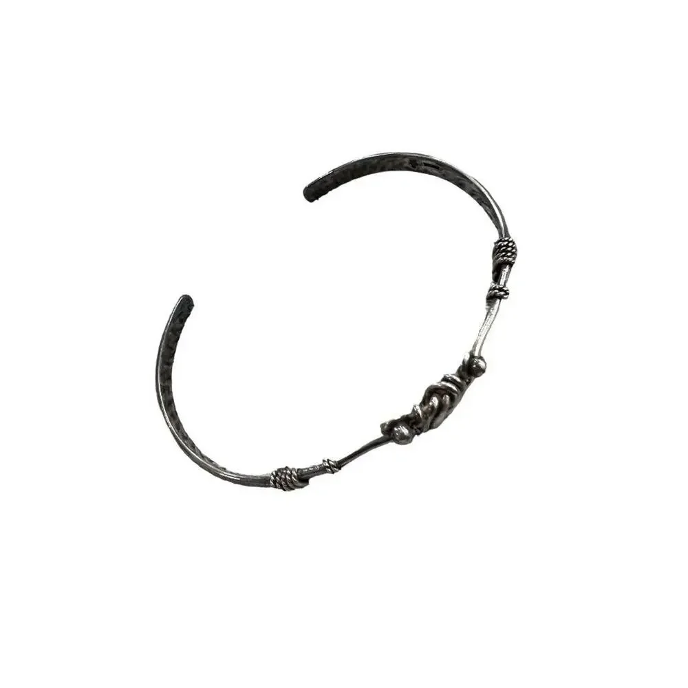 Boho Hand Crafted Sterling Silver Cuff Bracelet India 925